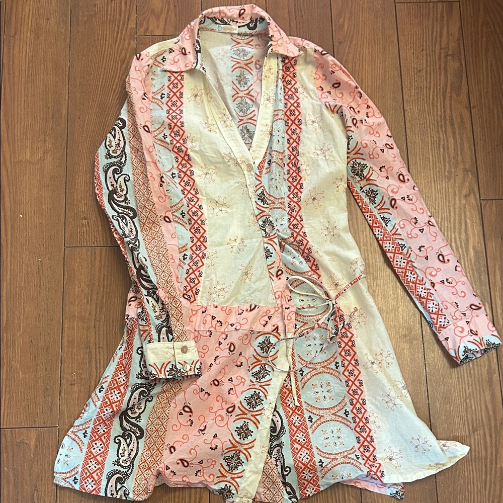 Rubber Ducky Productions, Inc. Pink and Orange Patterned Cotton Babydoll Dress